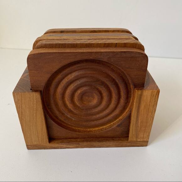 Baker Hart Stuart MCM Vintage Teak 7 Piece Coaster Set - Picture 3 of 7